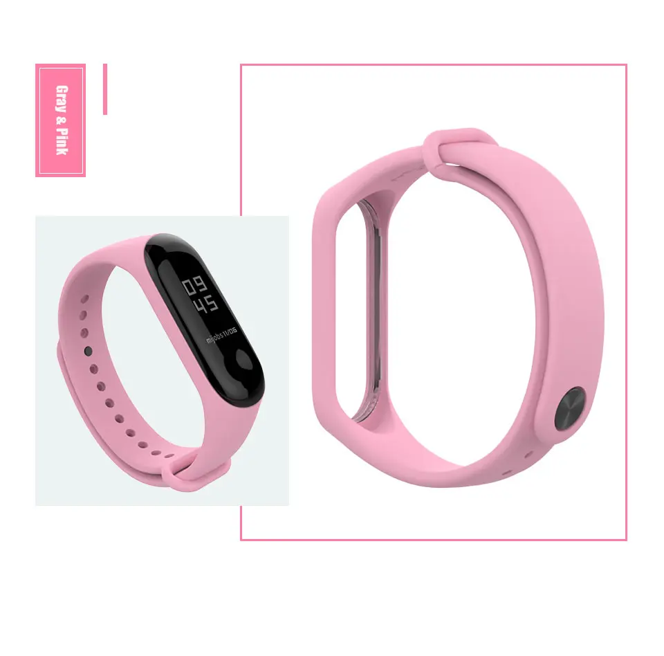 Mi jobs Xiaomi mi Band 4 ремешок спортивный mi band 3 Ремешок Браслет для mi band 4 mi band 3 ремешок Цветной силиконовый сменный - Цвет: Pink Mi4 3