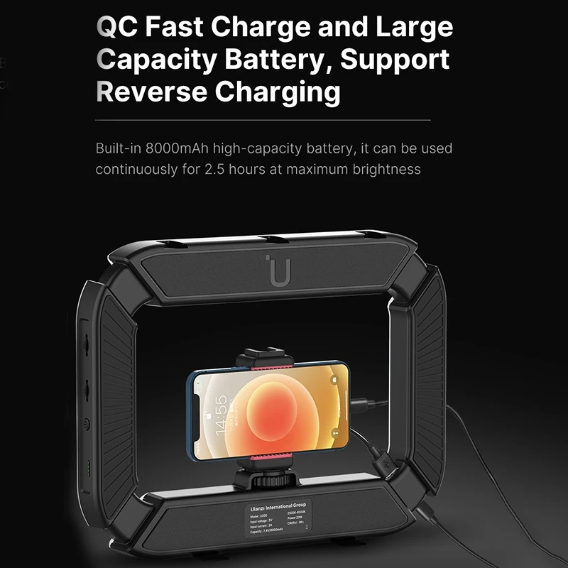 

Ulanzi Handheld Ring Camera Fill Light Bracket Video Camera Video Live Broadcast Portable Fill Light