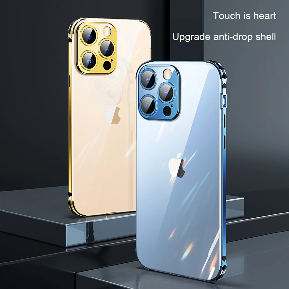 

Противоударный чехол из нержавеющей стали для iPhone 13 Pro Max, защитный чехол для iPhone 13 Pro Max, прозрачные чехлы с защитой от отпечатков пальцев