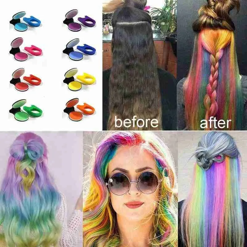 Лидер продаж 8 цветов цветной портативный Мел для волос порошок сделай сам