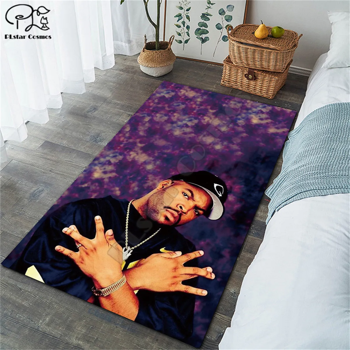 

2Pac Character pattern Square Anti-Skid Area Floor Mat 3D Rug Non-slip Mat Dining Room Living Room Soft Bedroom Carpet style