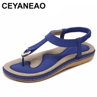 ceyaneao summer shoes women bohemia ethnic flip flops soft flat sandals woman casual comfortable plus size wedge sandals 35 45