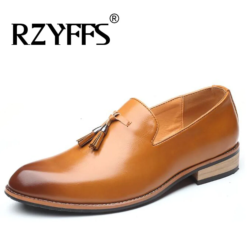 

2019 Size 38-47 England Retro Leather Loafers Pointed Men dress shoes oxford wedding designer male formal shoes A53-65