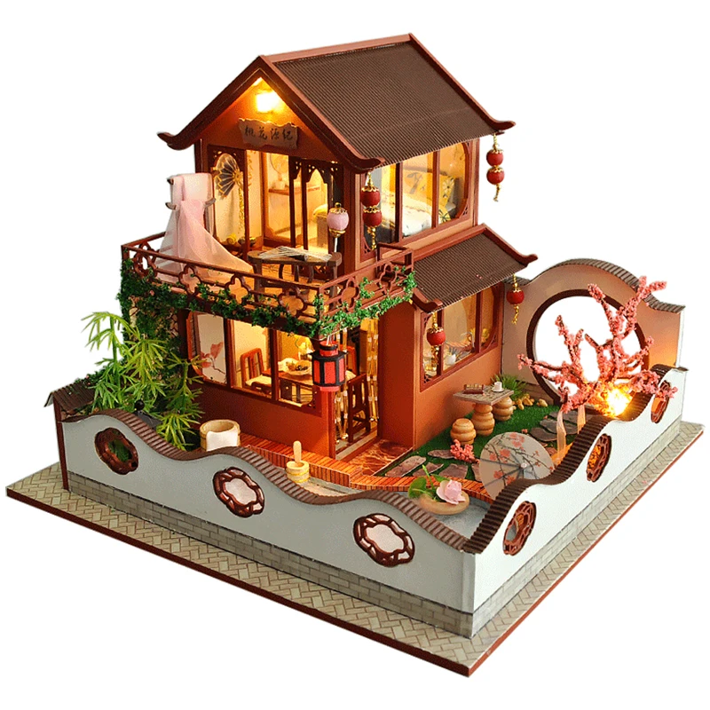 TB19 Muñeca casa miniatura DIY casa de muñecas con muebles de casa de madera juguetes para niños Regalo de Cumpleaños A066 - Цвет: TB19