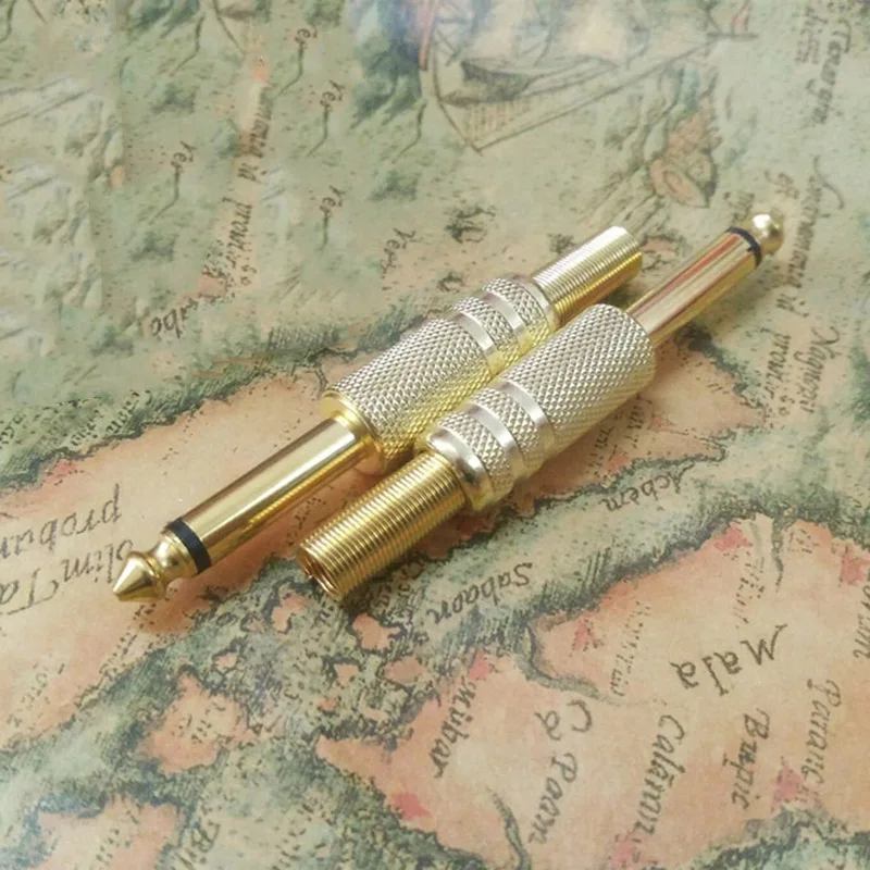 5 шт. позолоченный 6 35 мм штекер 1/4 моно разъем аудио паяльный L15 металлический