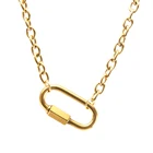 Ожерелье золотистого цвета для женщин, тяжелая кабельная цепь, карабин из нержавеющей стали, модный чокер с амулетной застежкой