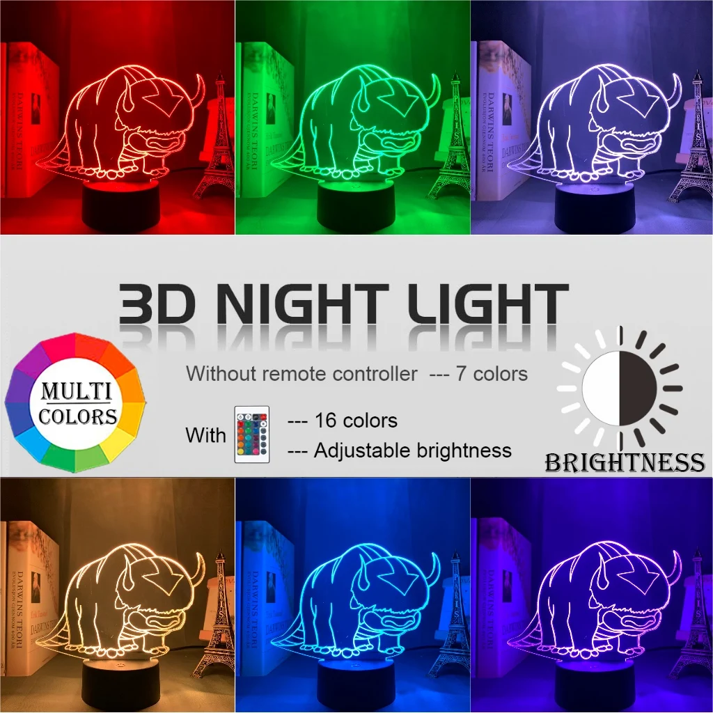 Акриловая 3d лампа Аватар Легенда Об Аанге ночсветильник для детей декор детской