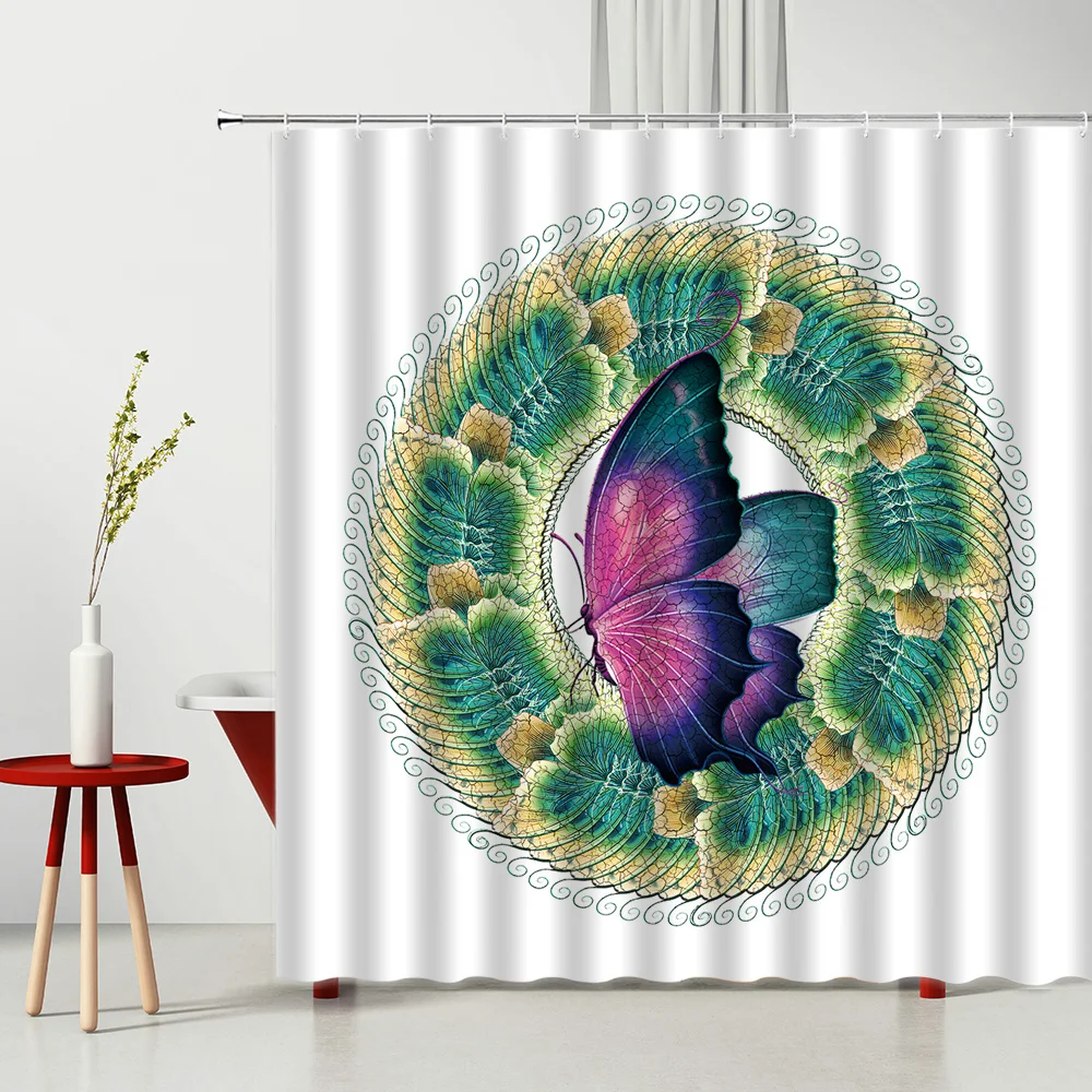 

Bohemia Shower Curtains Round Mandal Flowers Pattern Bathroom Fabric Bath Curtain Waterproof Cloth Home Decoration Multiple Size