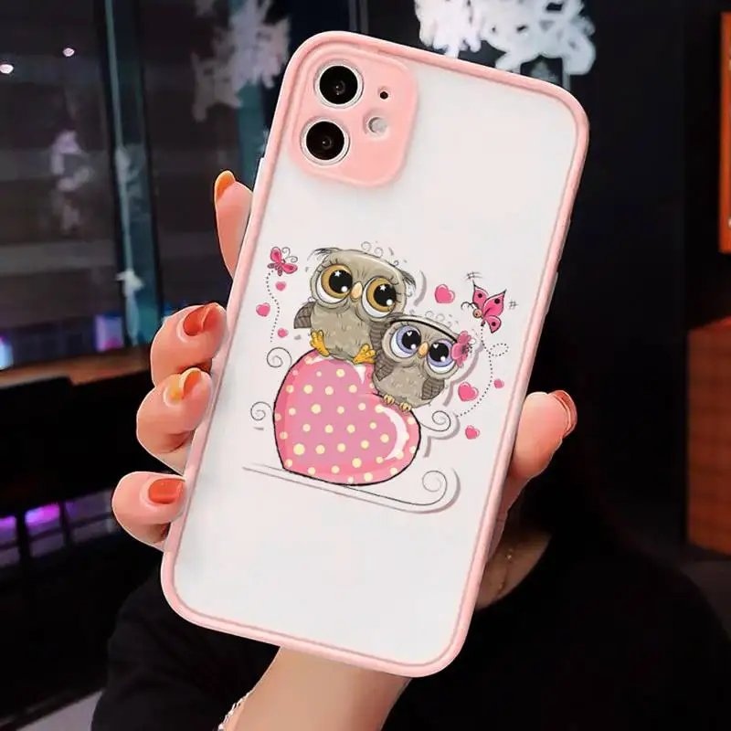 

Cute cartoon owl animal Phone Case Matte Transparent for iPhone 7 8 11 12 s mini pro X XS XR MAX Plus cover funda