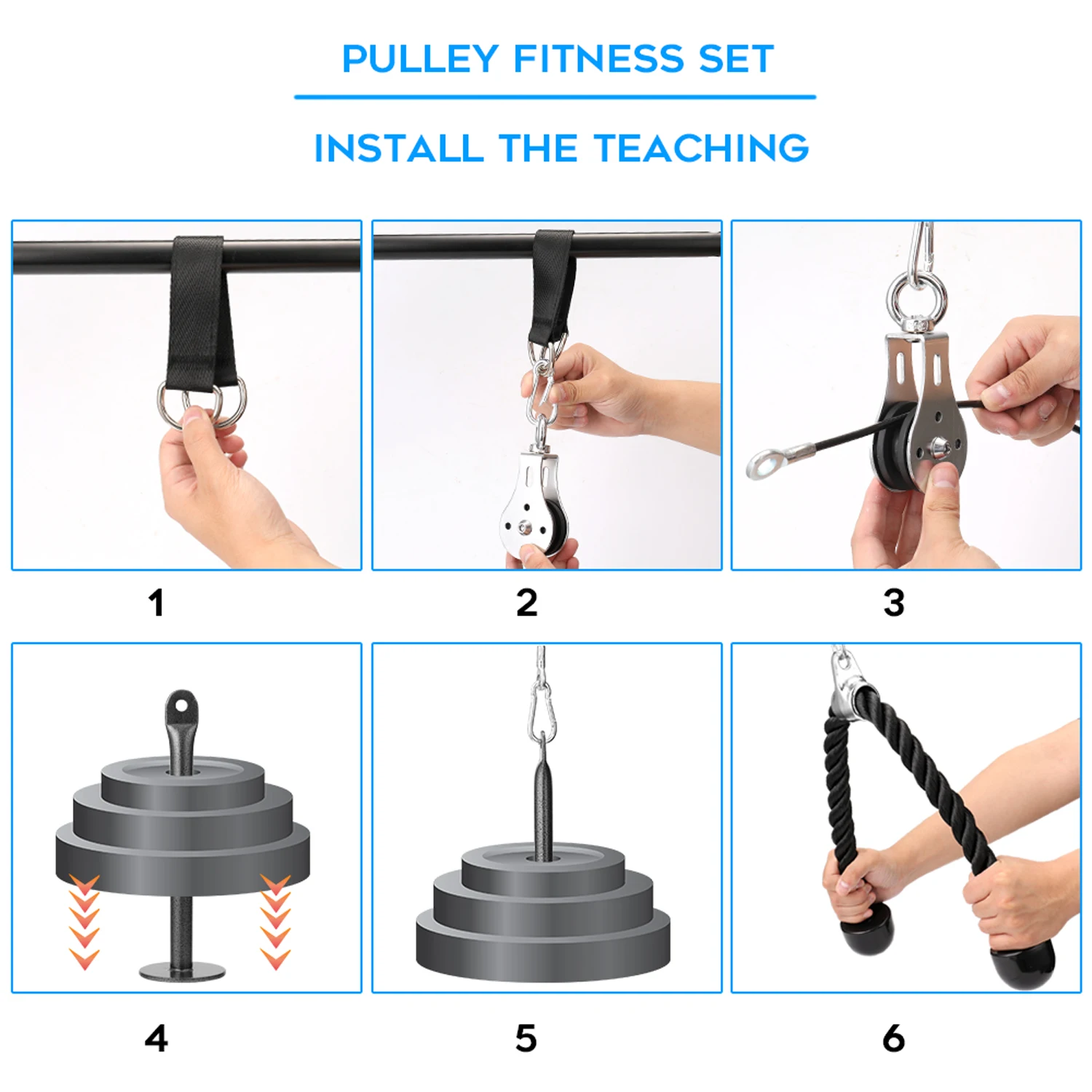 

Fitness DIY Pulley Cable Machine Attachment System Loading Pin Lifting Arm Biceps Triceps Blaster Hand Strength Equipment