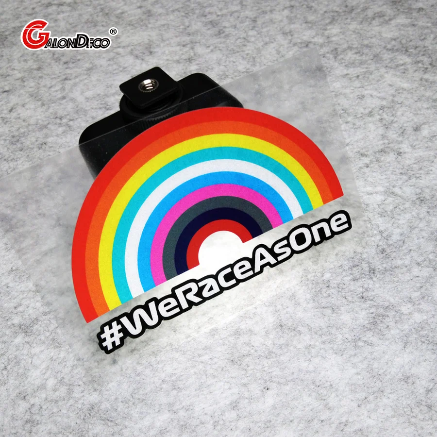 

G225 Motorcycle and Car Stickers Rainbow F1 Racing We Race As One Waterproof Window Reflective Cartoon Vinyl Decals