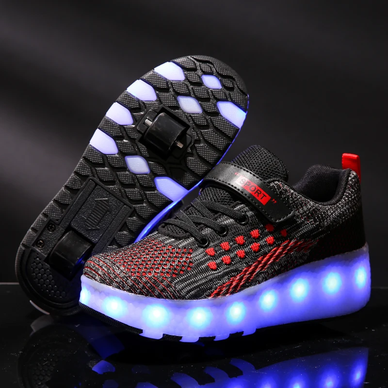 2020 Новые USB зарядка LED красочные Дети Мода кроссовки с двумя колеса роликовые коньки обувь для мальчиков и девочек от AliExpress RU&CIS NEW