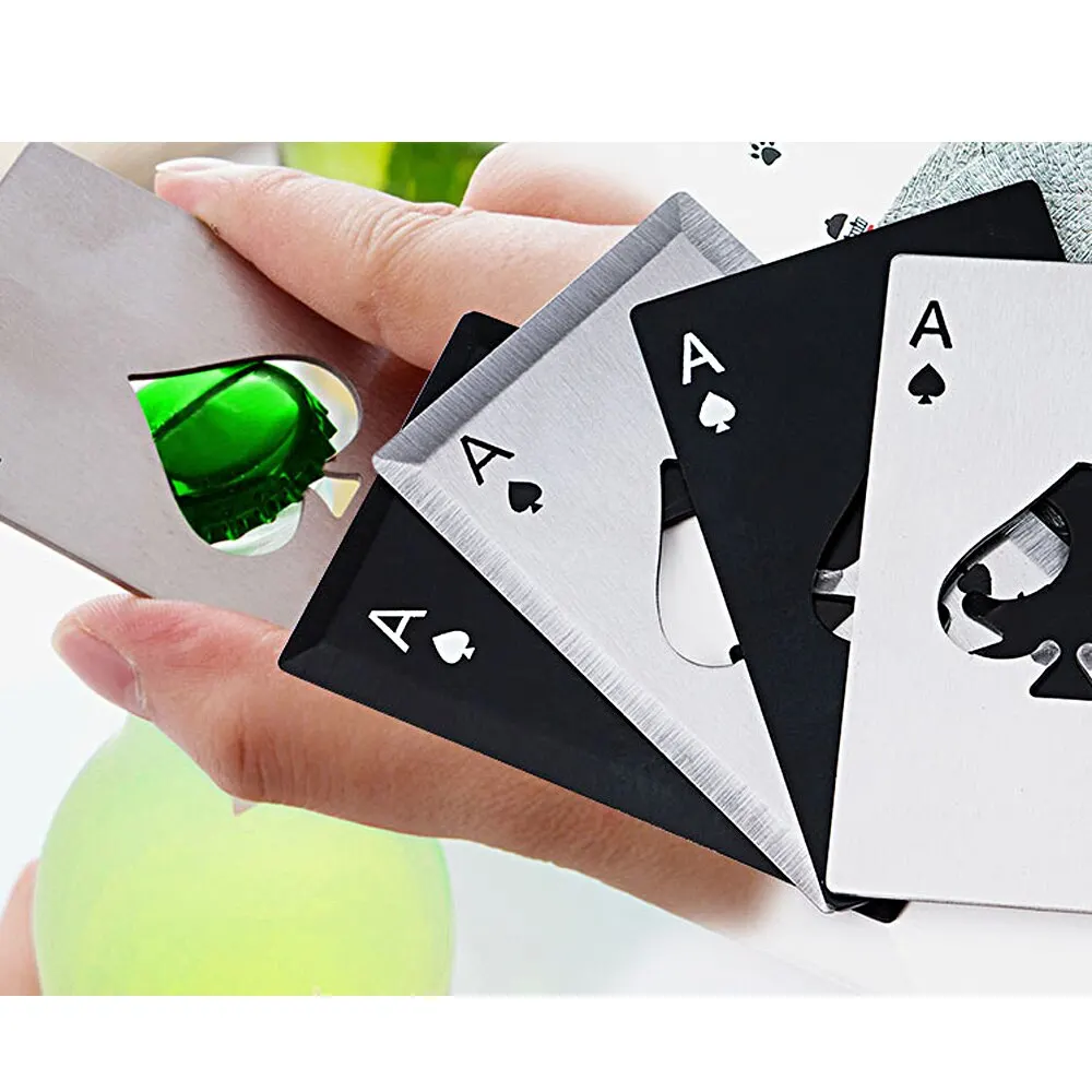 

Outdoor Tools Stainless Steel Credit Card Size Bottle Opener Poker Playing Card of Spades Soda Beer Bottle Cap Opener Bar Tools