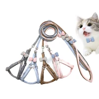 1pcs new pet training supplies cute bow cotton cloth cat dog leash outdoor walking harness pet chest strap traction rope