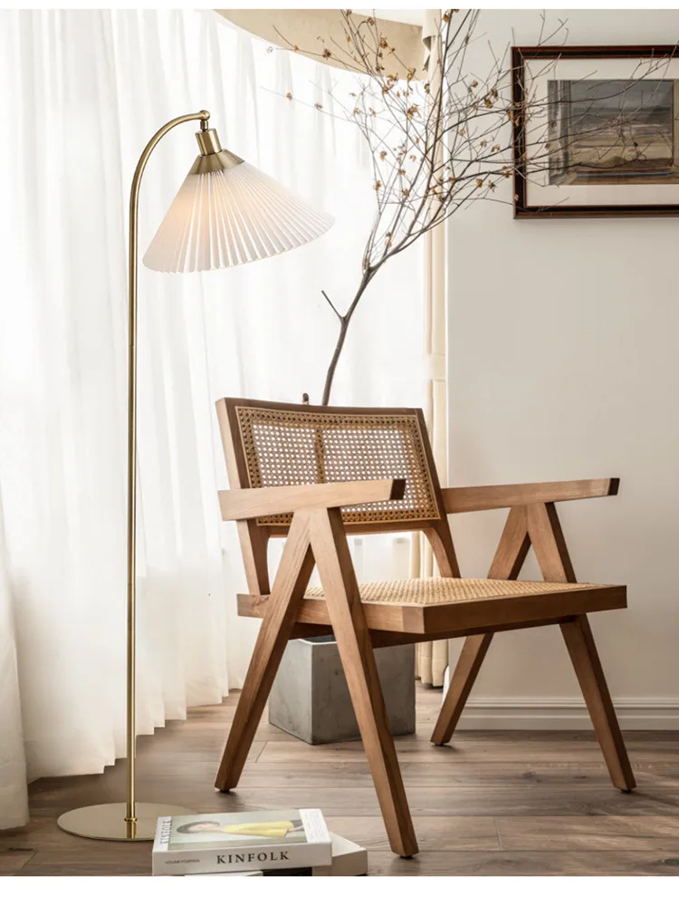 

Nordic floor lamp living room bedroom Bedside Lamp Retro pleated lamp simple modern vertical table lamp