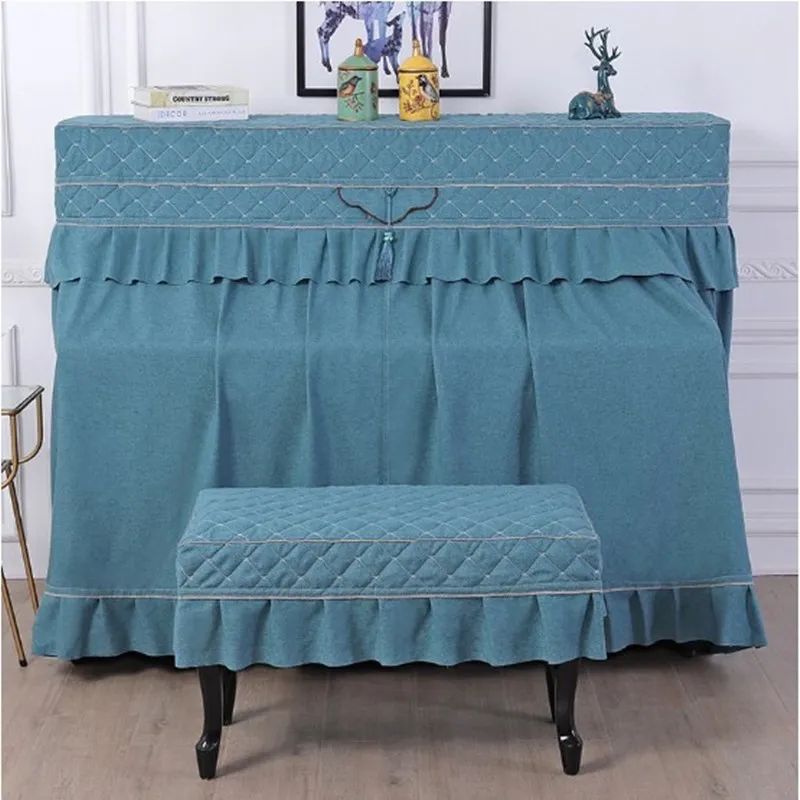 

North European Cotton Linen Cloth Dust Cover Solid Color Piano Cover Full Cover Half Open Style Piano Bench Cover 4 colors.