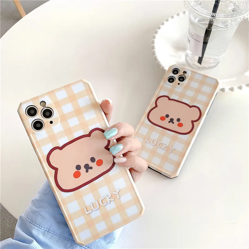 

Cute Lucky Bear Soft Phone Case for iPhone 11 Pro Max 7 8 plus X XR XS Max Back Cover for iPhone SE 2 2020 Cases Silicone Capa