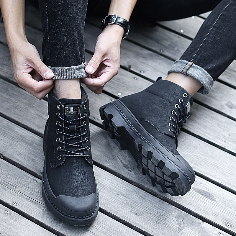 Новинка Осень-зима мужские кожаные ботинки GLAZOV до лодыжки мотоциклетная обувь с