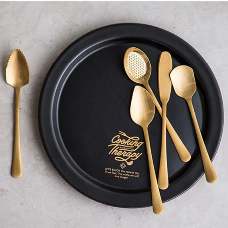 JO LIFE королевская матовая Золотая десертная посуда ложка для фруктов
