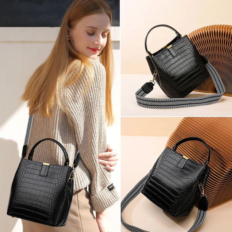 

100% Genuine Leather Handbags 2020 New Versatile Crossbody Wide Shoulder Strap Fashion Shoulder Bag Crossbody Bags for Women Gg