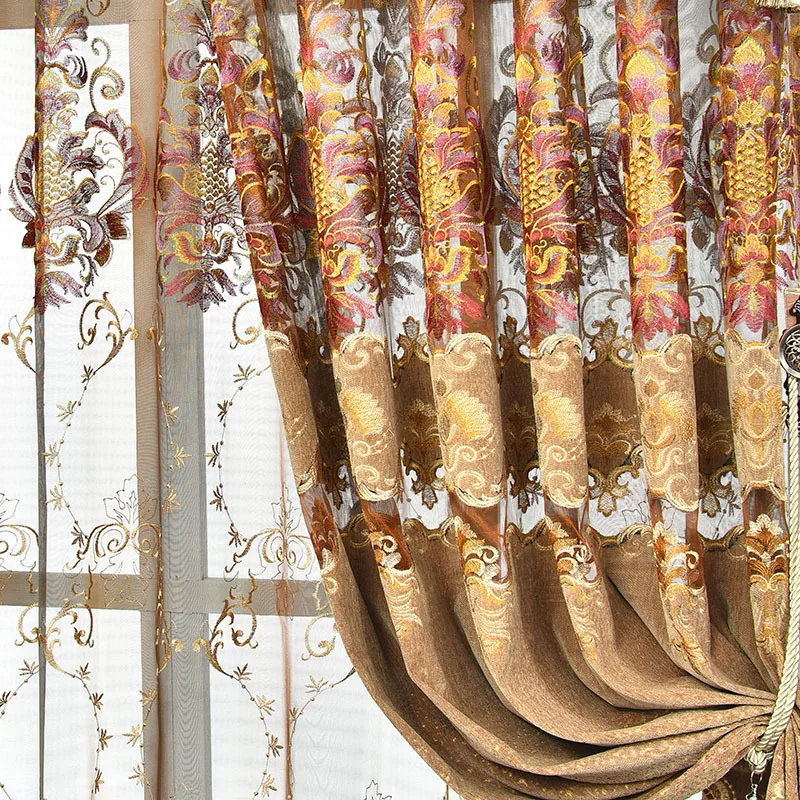 Европейские королевские затемненные шторы с вышивкой для спальни/отеля