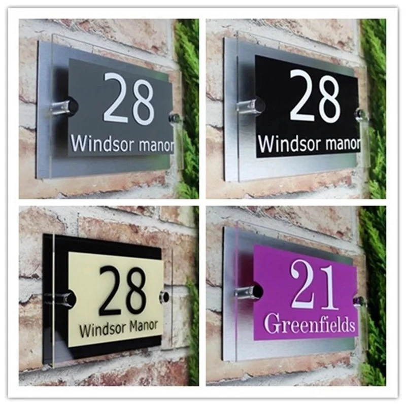 

Customized/Personalized Modern Clear Acrylic House Signs Door Plates Plaques with Panel Number and St