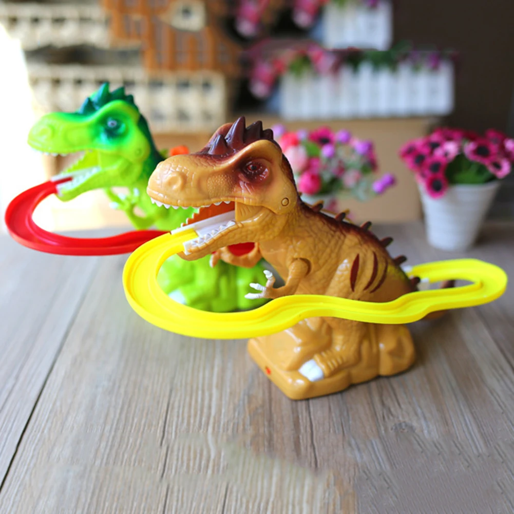 Детские электрические треки лестница динозавр игрушки светящиеся со звуком