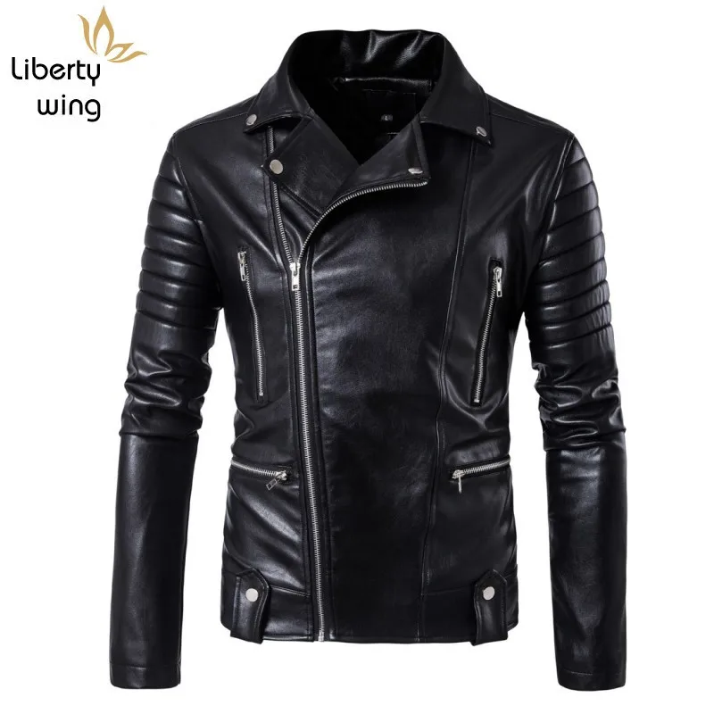 Мужская куртка из искусственной кожи Повседневная Деловая в стиле панк для