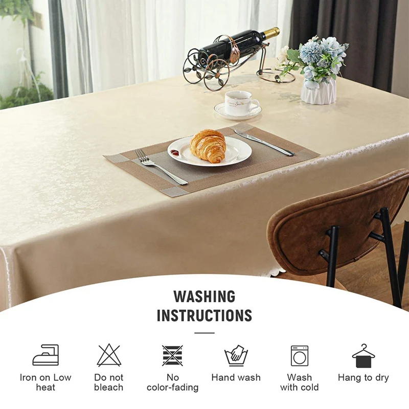 

Rectangular Waterproof Tablecloth,Non-Slip Durable Tablecloth,Dust-Proof Table Cover for Kitchen Dinning/Party,130X180CM