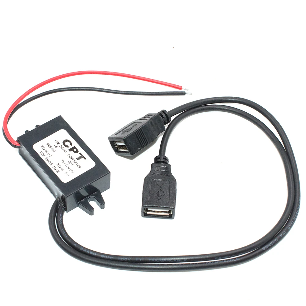 3a 12v to 5v dual usb power adapter converter cable module power connector car charger for dual usb output free global shipping