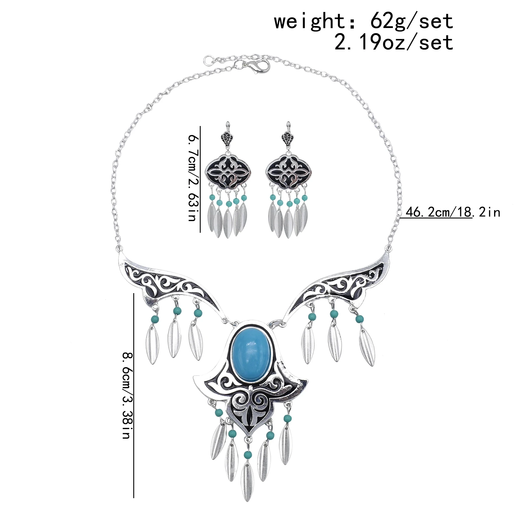 Женский винтажный комплект из цепочки и серег в богемном стиле ожерелье с