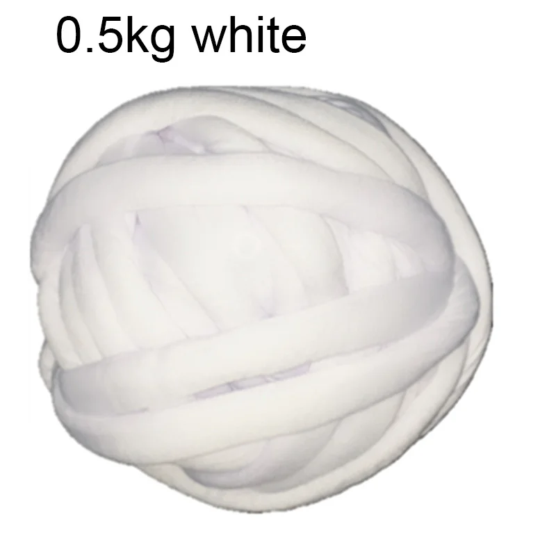 white 0.5kg 500 г толстая супер объемная пряжа для ручная вязка крючком, мягкая большая хлопковая пряжа для рукоделия, прядильная пряжа для одеяла - Цвет: white 0.5kg