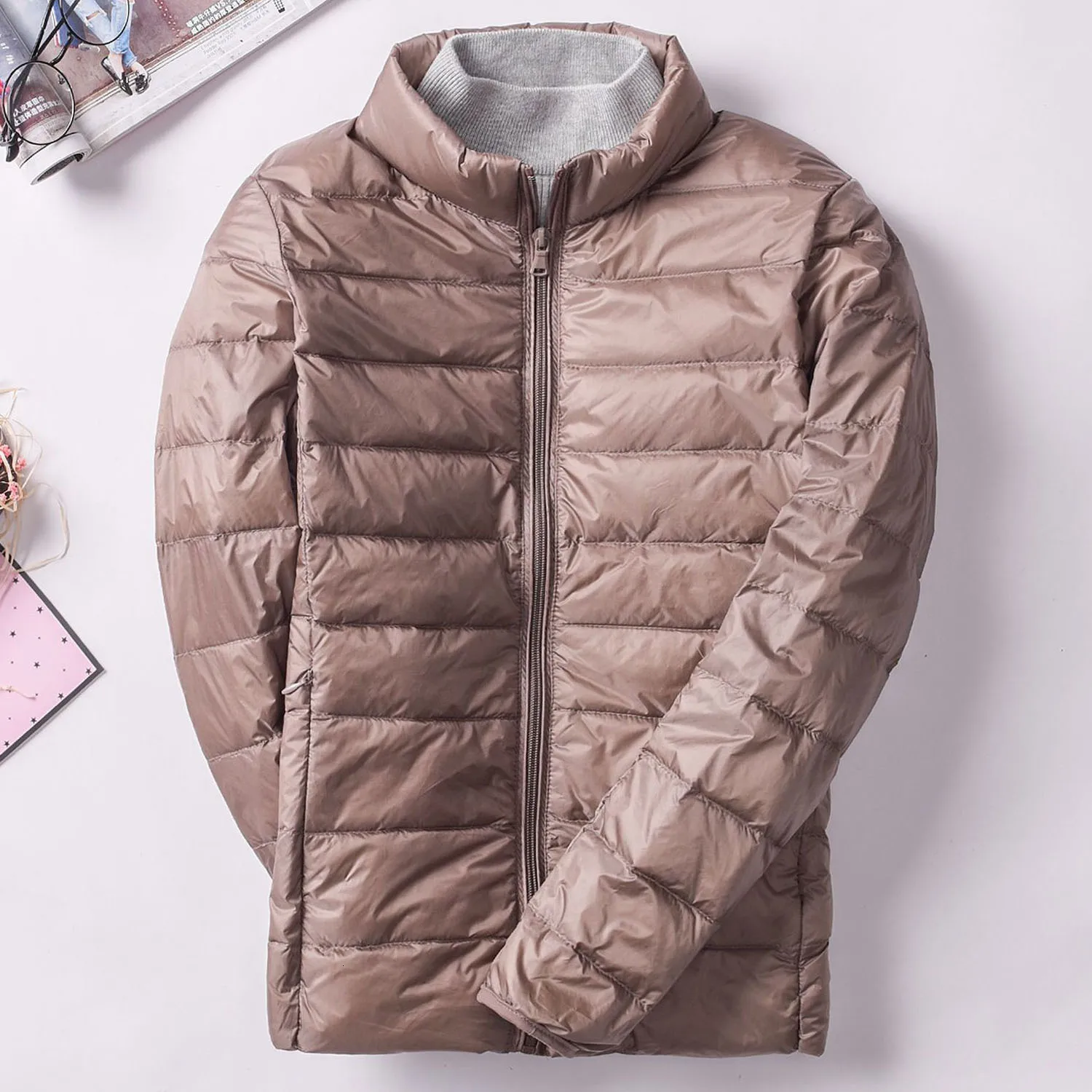 Зимнее женское пальто очень легкое с длинными рукавами тонкое Paka однотонное для