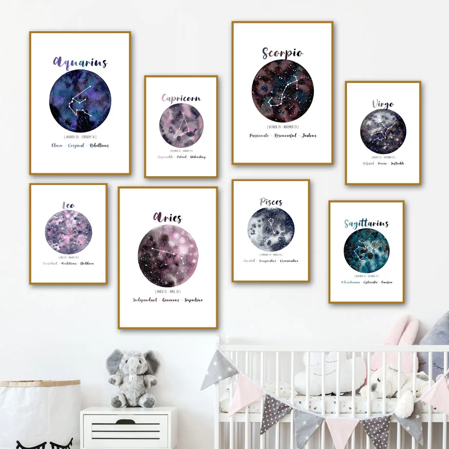 

Twelve Constellation Astrology Prophecy Nordic Posters And Prints Wall Art Canvas Painting Wall Pictures For Living Room Decor