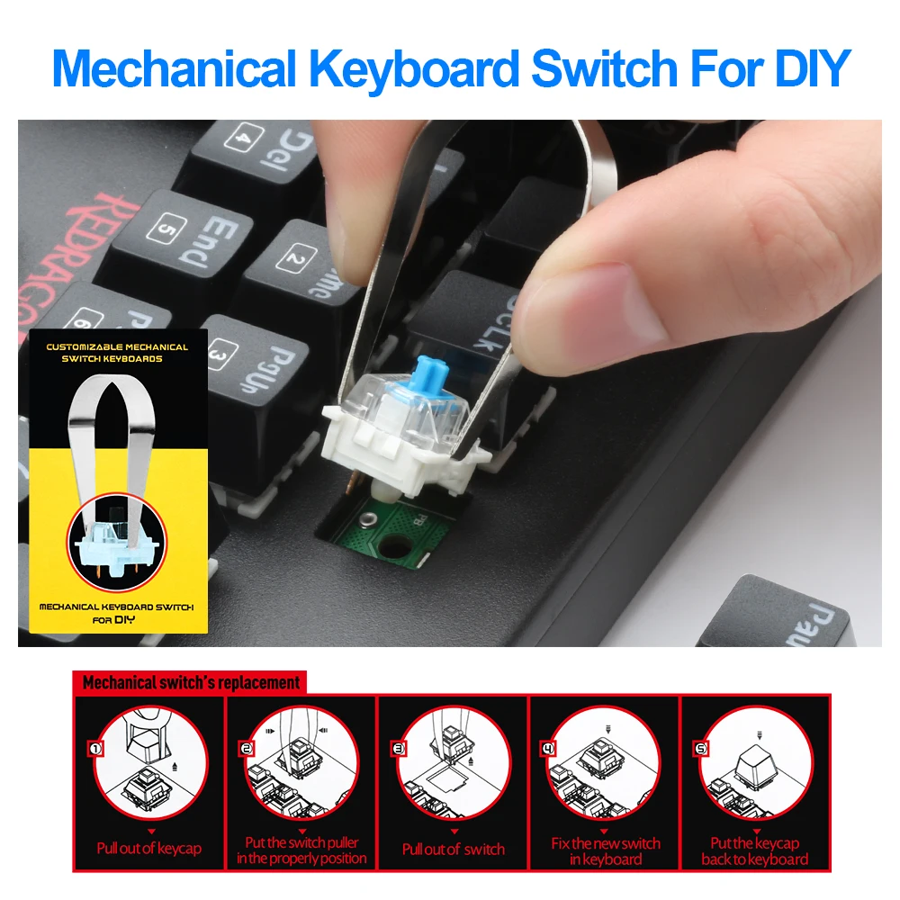 

Redragon RATRI K595 RGB USB Silent Mechanical Gaming LED backlit Keyboard Black Switch 104 Key PC Gamer Russian Keycaps