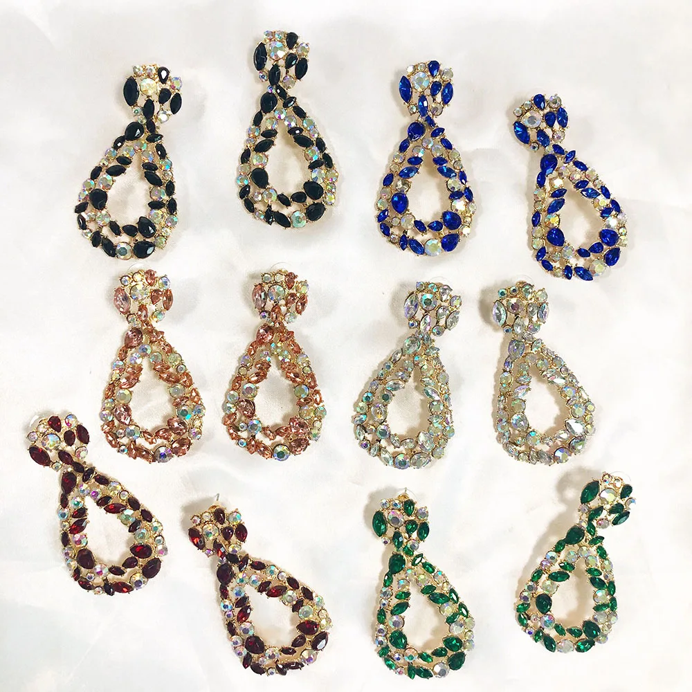 JUJIA za Multicolored Crystal Dangle Drop Earrings For Women Geometric Big Maxi Pendant Statement Trendy Jewelry | Украшения и