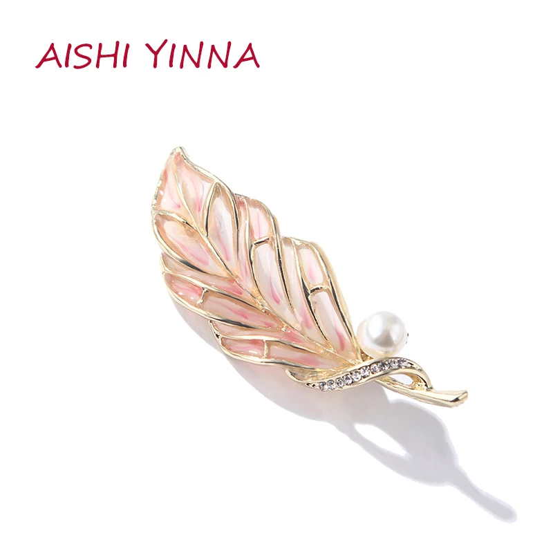 AISHI YINNA Рождественская мода Полые капли масло прозрачный розовый жемчуг лист