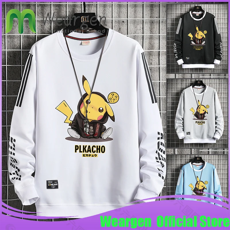 

Weargen Pikachu Sweatshirt Men Autumn Hip Hop Streetwear Pullovers Hoodies Mens O-Neck Sweatshirts Letter Printing WY1833