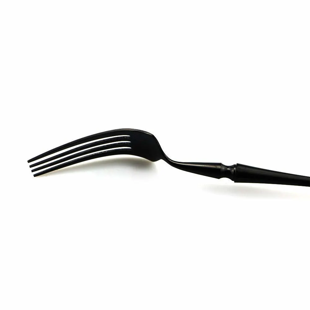 4/5/6pcs Black Dinnerware Set 18/10 Stainless Steel Tableware Reusable Metal Cutlery Sets Dinner Knife Forks Dessert Soup | Дом и сад