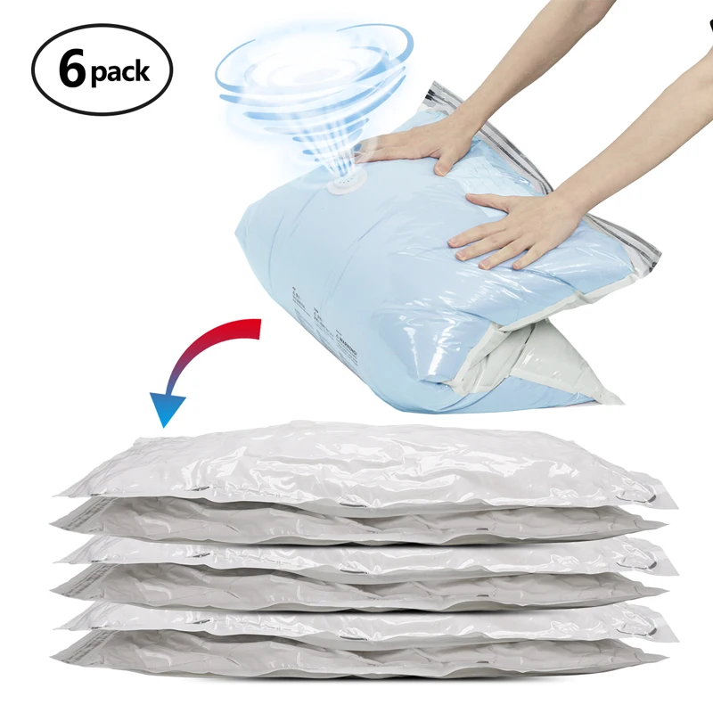 TAILI 6 шт. вакуумные сумки для хранения одежды не требуется насос ручная сумка под
