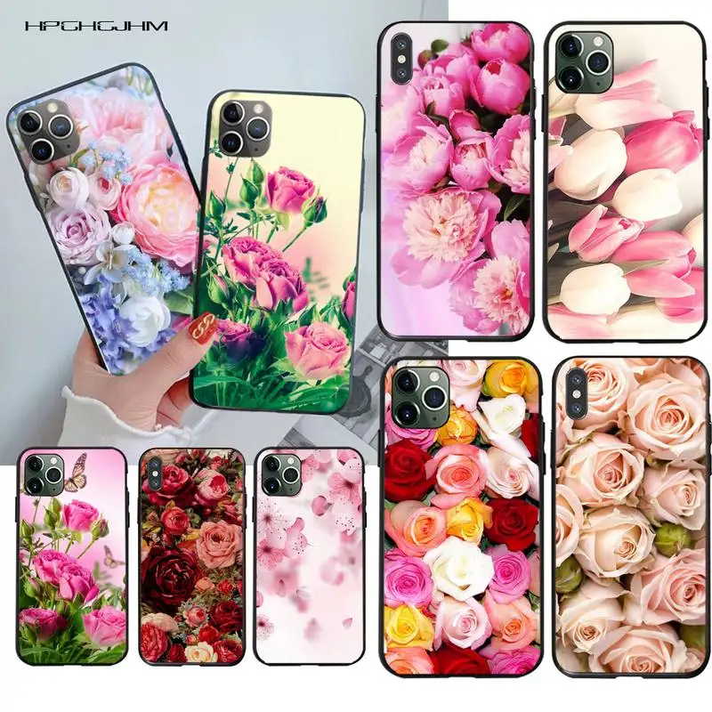 HPCHCJHM цветной Розовый пион Мягкий силиконовый чехол для телефона из ТПУ iPhone 11 pro XS