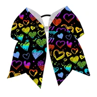 2pcs 7inch cheer hair bows large ponytail holder girls elastic hair ties handmade for cheerleading teen girls valentines day