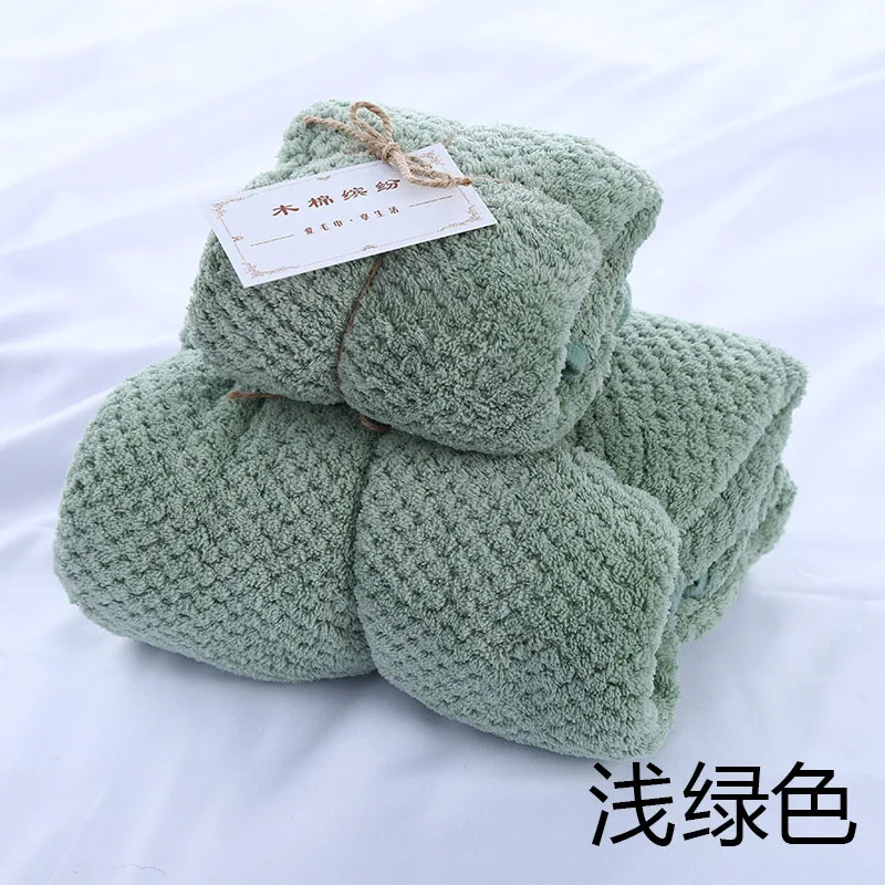 Light Green Одноцветное Цвет Полотенца Набор для ванны Полотенца+ лицо Полотенца Супер водопоглощение коралловый флис Баня Лицо Полотенца Ванная комната Полотенца комплекты - Цвет: Light Green