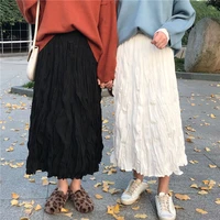skirts womens 2021 summer pleated skirt korean style loose womens skirt casual solid student long skirts for women