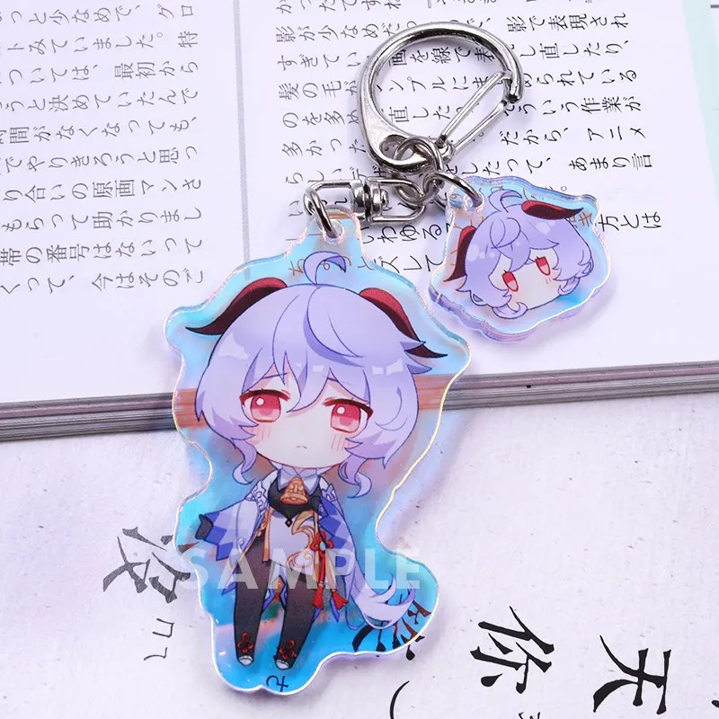 

anime Genshin Impact Venti Zhongli Xiao Albedo Diluc Colorful Keychain Double-Sided Acrylic Keyring Cartoon Pendant Cosplay