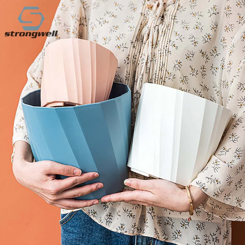 

Strongwell Nordic Simple Imitation Ceramic Flower Pot Plastic Succulent Flowerpot Modern Small Gallon Planter Home Decoration