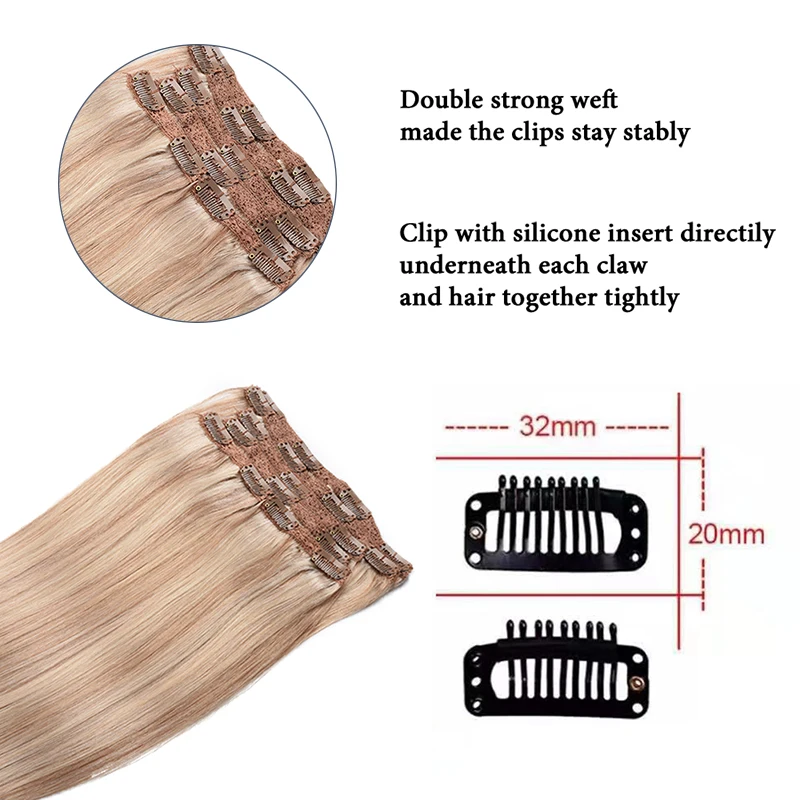 Toysww человеческие волосы для наращивания на клипсе прямые полный комплект 6 шт. Remy