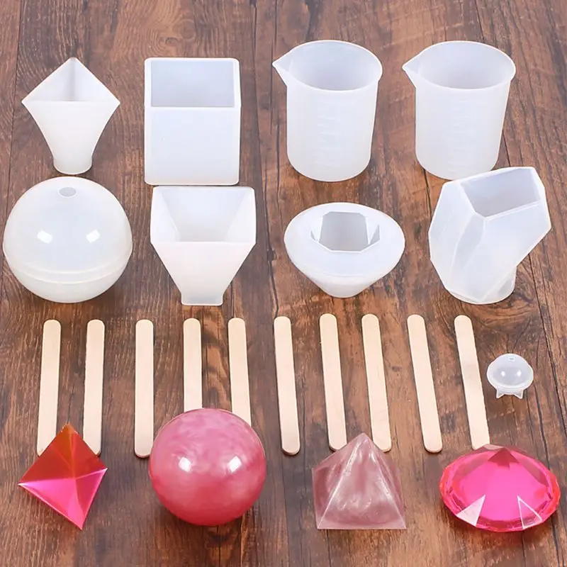 

Cuboid Pyramid Round Sphere Silicone Crystal Epoxy Mold Pendant Casting Mould