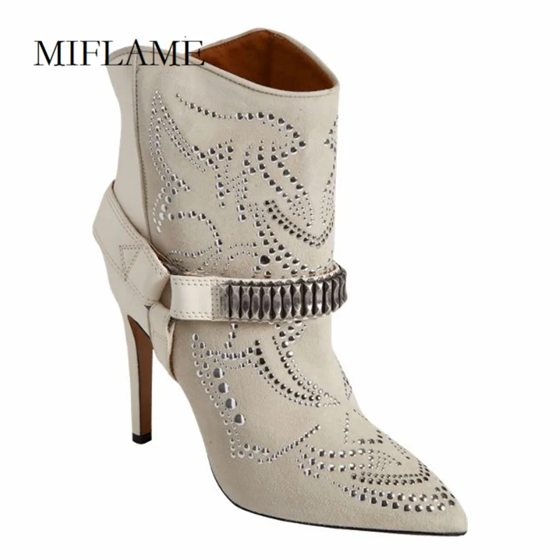 

2020 New Autumn Winte Office Lady Shoes Women Fashion Inlay Rivet Metal Buckles Ankle Boots Female Pointed Toe Stiletto Heels