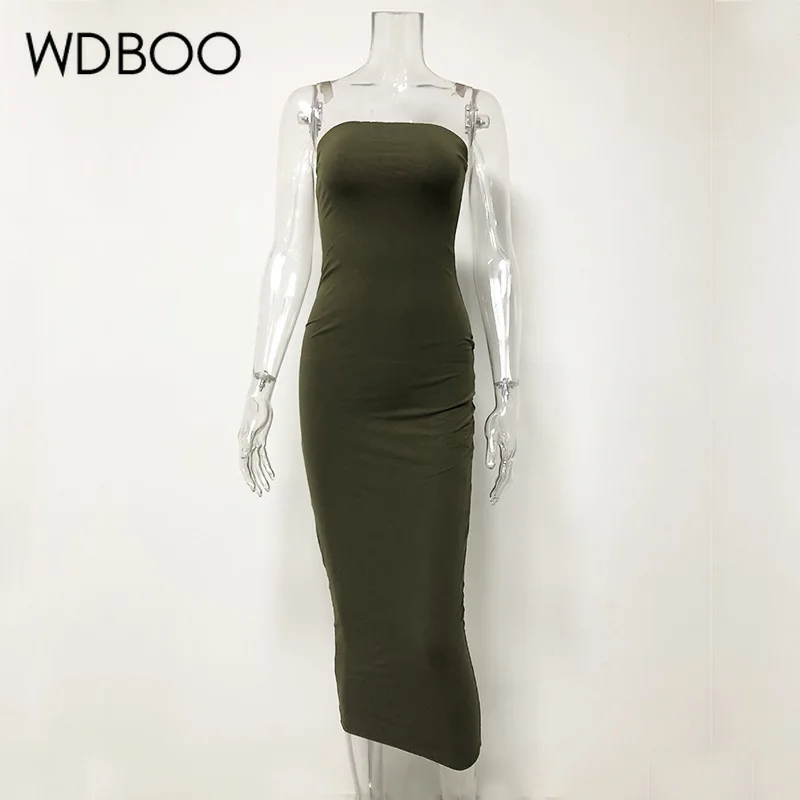Женское вечернее платье без бретелек WDBOO однотонное Бандажное с открытыми